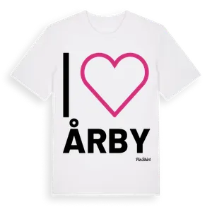 Jag älskar Årby t-shirt stort tryck – ekologisk bomull t-shirt från Pinshirt