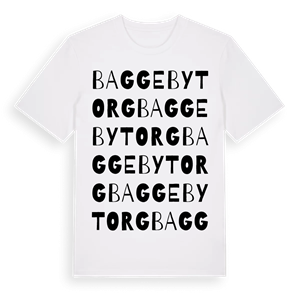 Baggeby torg ordlek t-shirt – ekologisk bomull t-shirt från Pinshirt