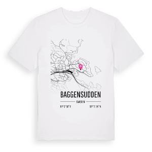 Baggensudden karta t-shirt – ekologisk bomull t-shirt från Pinshirt