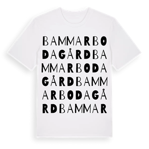 Bammarboda gård ordlek t-shirt – ekologisk bomull t-shirt från Pinshirt
