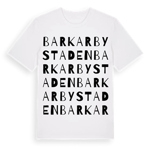 Barkarbystaden ordlek t-shirt – ekologisk bomull t-shirt från Pinshirt