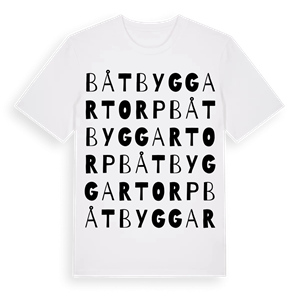 Båtbyggartorp ordlek t-shirt – ekologisk bomull t-shirt från Pinshirt