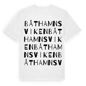 Båthamnsviken ordlek t-shirt – ekologisk bomull t-shirt från Pinshirt