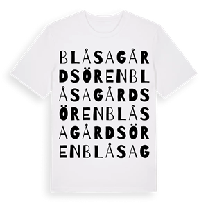 Blåsagårdsören ordlek t-shirt – ekologisk bomull t-shirt från Pinshirt