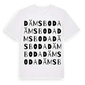 Dämsboda ordlek t-shirt – ekologisk bomull t-shirt från Pinshirt