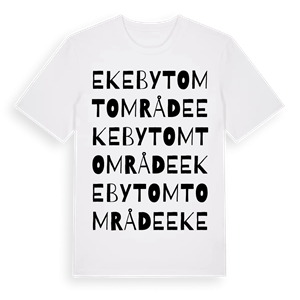 Ekeby tomtområde ordlek t-shirt – ekologisk bomull t-shirt från Pinshirt