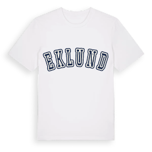 Eklund college t-shirt – ekologisk bomull t-shirt från Pinshirt