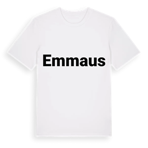 Emmaus fetstil t-shirt – ekologisk bomull t-shirt från Pinshirt