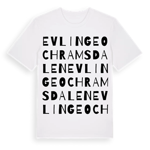 Evlinge och Ramsdalen ordlek t-shirt – ekologisk bomull t-shirt från Pinshirt