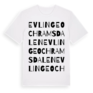 Evlinge och Ramsdalen ordlek t-shirt – ekologisk bomull t-shirt från Pinshirt