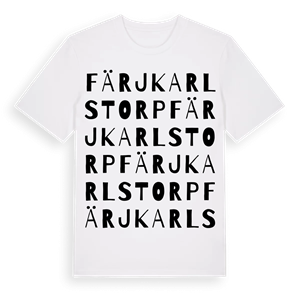 Färjkarlstorp ordlek t-shirt – ekologisk bomull t-shirt från Pinshirt