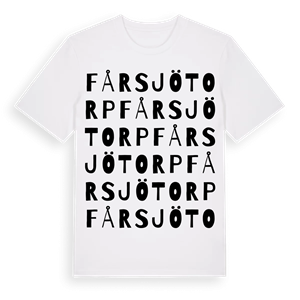 Fårsjötorp ordlek t-shirt – ekologisk bomull t-shirt från Pinshirt