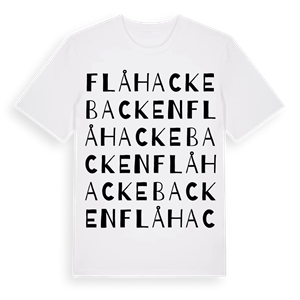 Flåhackebacken ordlek t-shirt – ekologisk bomull t-shirt från Pinshirt