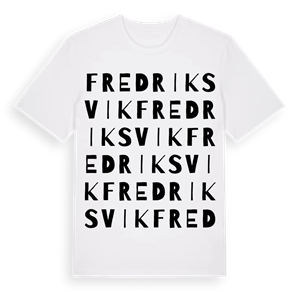 Fredriksvik ordlek t-shirt – ekologisk bomull t-shirt från Pinshirt