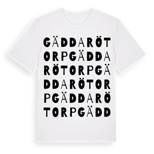 Gäddarötorp ordlek t-shirt – ekologisk bomull t-shirt från Pinshirt