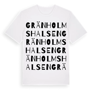 Gränholmshalsen ordlek t-shirt – ekologisk bomull t-shirt från Pinshirt