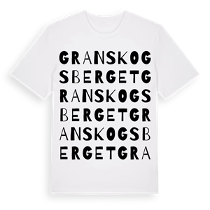 Granskogsberget ordlek t-shirt – ekologisk bomull t-shirt från Pinshirt