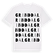 White t-shirt med Grinddal ordlek t-shirt