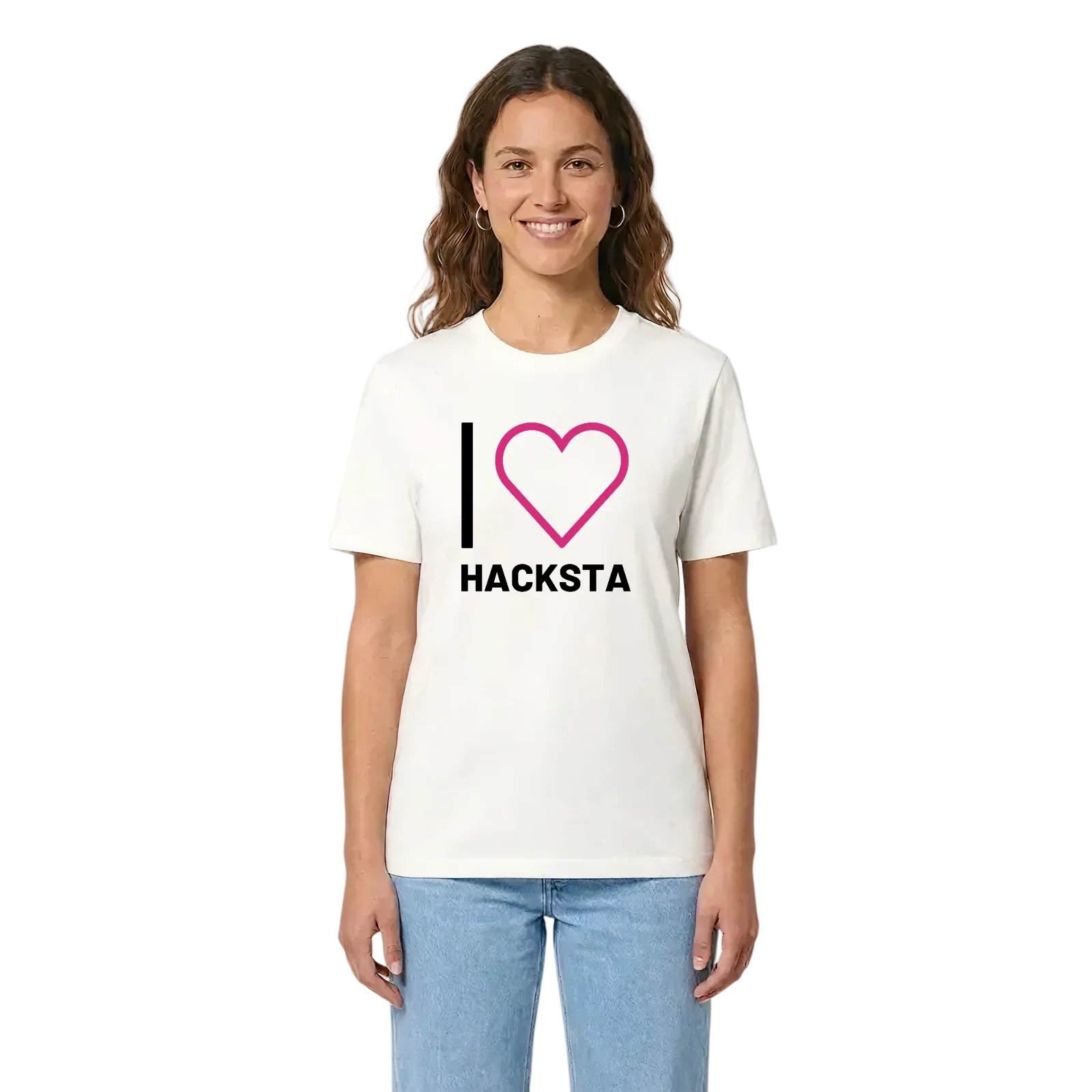 Jag älskar Hacksta t-shirt stort tryck – White, i miljö