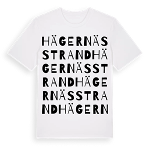 Hägernäs strand ordlek t-shirt – ekologisk bomull t-shirt från Pinshirt