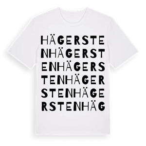 Hägersten ordlek t-shirt – ekologisk bomull t-shirt från Pinshirt