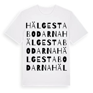 Hälgestabodarna ordlek t-shirt – ekologisk bomull t-shirt från Pinshirt