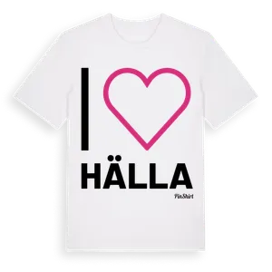 Jag älskar Hälla t-shirt stort tryck – ekologisk bomull t-shirt från Pinshirt