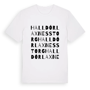 Halldór Laxness Torg ordlek t-shirt – ekologisk bomull t-shirt från Pinshirt