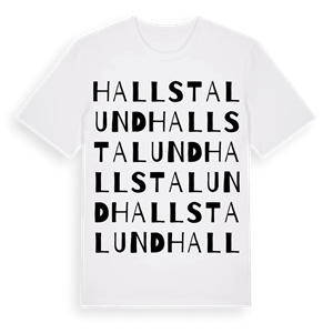 Hallstalund ordlek t-shirt – ekologisk bomull t-shirt från Pinshirt
