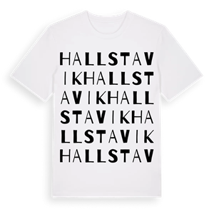 Hallstavik ordlek t-shirt – ekologisk bomull t-shirt från Pinshirt