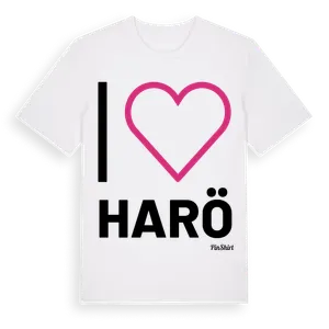 Jag älskar Harö t-shirt stort tryck – ekologisk bomull t-shirt från Pinshirt