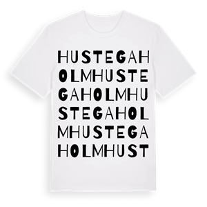 Hustegaholm ordlek t-shirt – ekologisk bomull t-shirt från Pinshirt