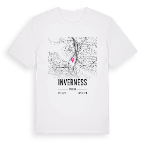 Inverness karta t-shirt – ekologisk bomull t-shirt från Pinshirt