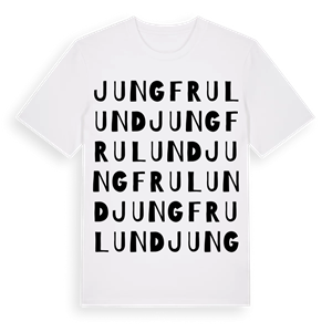 Jungfrulund ordlek t-shirt – ekologisk bomull t-shirt från Pinshirt