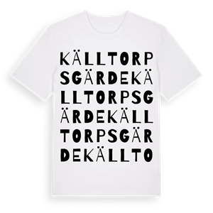 Källtorps gärde ordlek t-shirt – ekologisk bomull t-shirt från Pinshirt