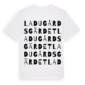 Ladugårdsgärdet ordlek t-shirt – ekologisk bomull t-shirt från Pinshirt