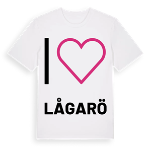 Jag älskar Lågarö t-shirt stort tryck – ekologisk bomull t-shirt från Pinshirt