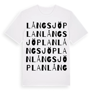 Långsjöplan ordlek t-shirt – ekologisk bomull t-shirt från Pinshirt