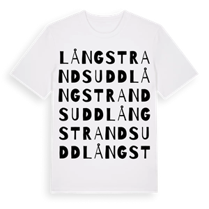 Långstrandsudd ordlek t-shirt – ekologisk bomull t-shirt från Pinshirt