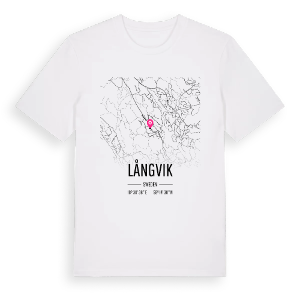 Långvik karta t-shirt – ekologisk bomull t-shirt från Pinshirt
