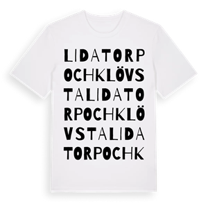 Lidatorp och Klövsta ordlek t-shirt – ekologisk bomull t-shirt från Pinshirt