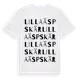 White t-shirt med Lilla Äspskär ordlek t-shirt