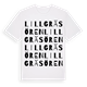 White t-shirt med Lillgräsören ordlek t-shirt