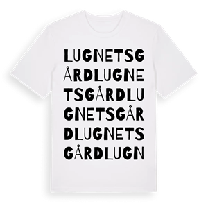 Lugnets gård ordlek t-shirt – ekologisk bomull t-shirt från Pinshirt