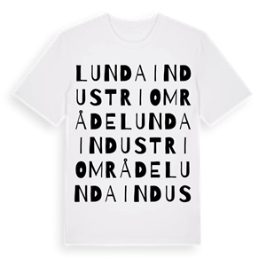 Lunda industriområde ordlek t-shirt – ekologisk bomull t-shirt från Pinshirt