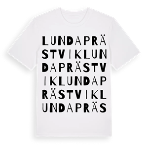 Lunda Prästvik ordlek t-shirt – ekologisk bomull t-shirt från Pinshirt