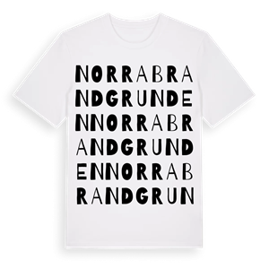 Norra Brandgrunden ordlek t-shirt – ekologisk bomull t-shirt från Pinshirt