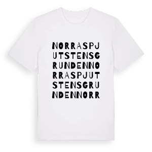 Norra Spjutstensgrunden ordlek t-shirt – ekologisk bomull t-shirt från Pinshirt