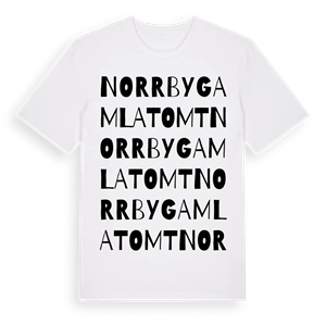 Norrby gamla tomt ordlek t-shirt – ekologisk bomull t-shirt från Pinshirt