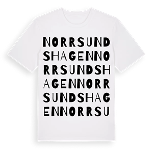 Norrsundshagen ordlek t-shirt – ekologisk bomull t-shirt från Pinshirt